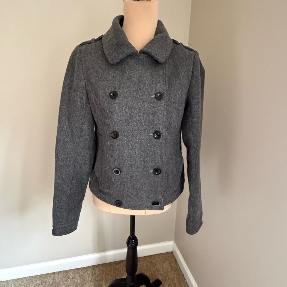 Old Navy Women's Gray Double-Breasted Wool Peacoat Jacket
